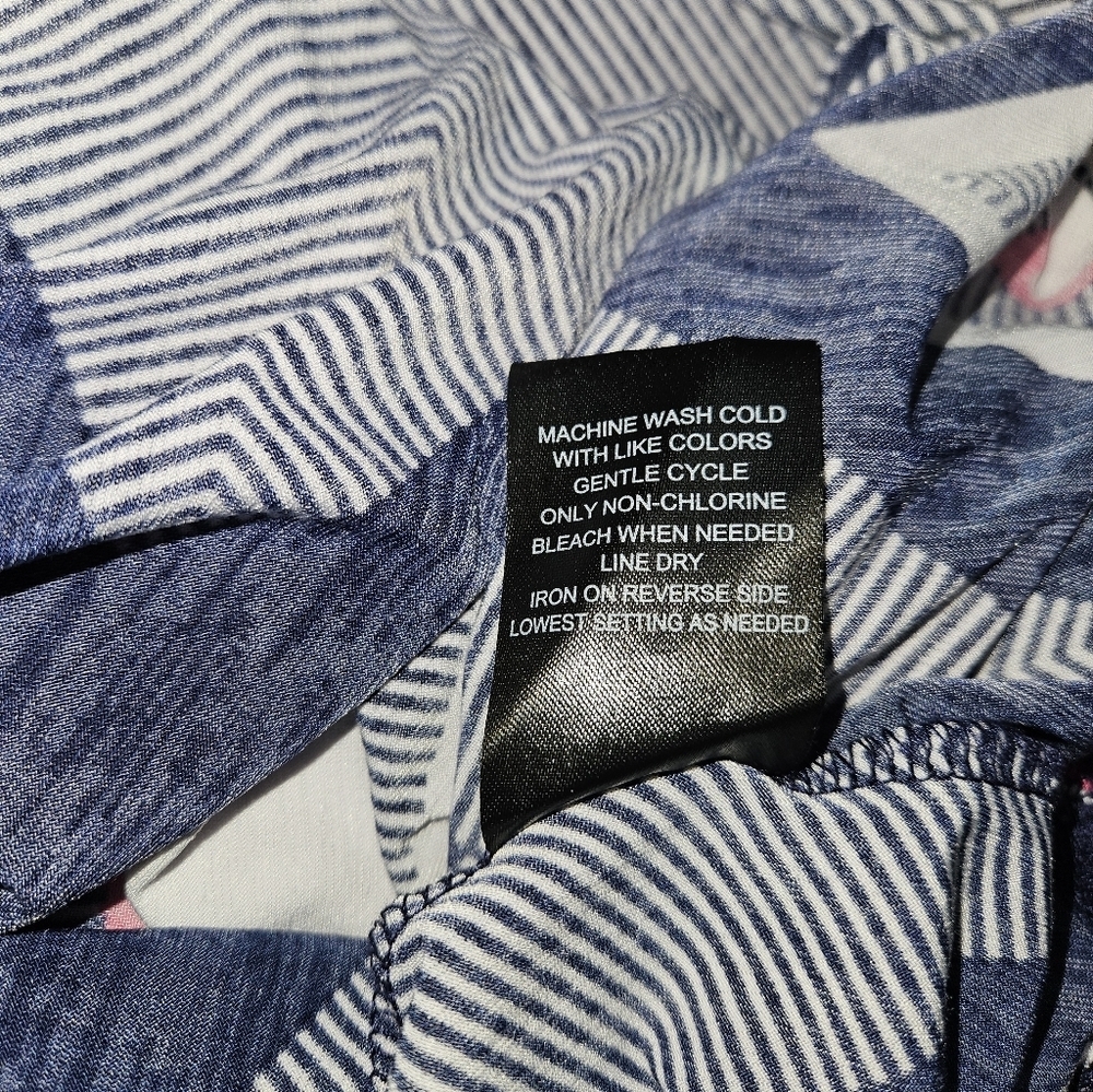 Three Pink Hearts Chevron Maxi Dress Navy Pink Boho Strappy Tank Empire Waist XS - Picture 11 of 12